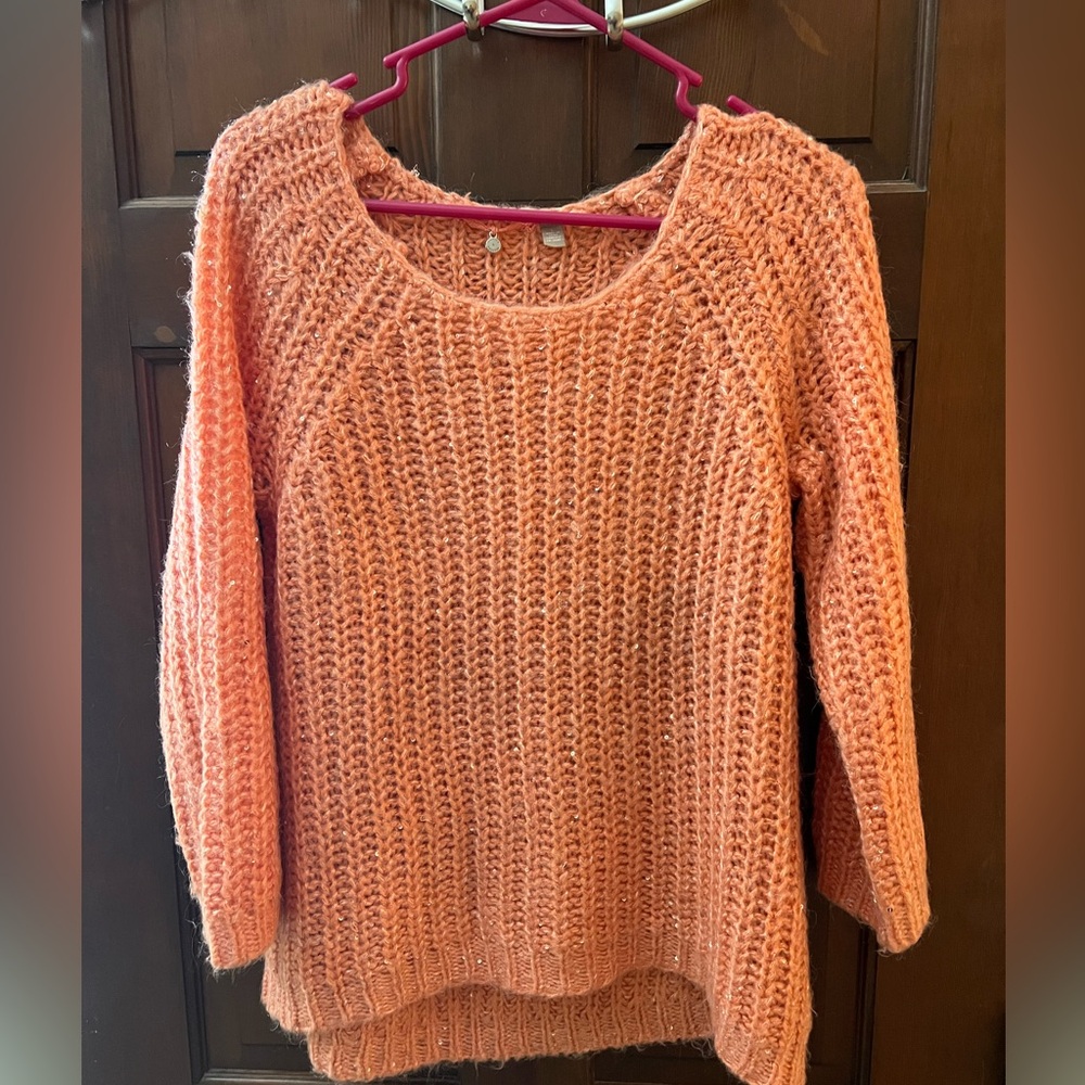 Anthropologie Orange Crew Neck Chunky Knit Sweater - Picture 1 of 5